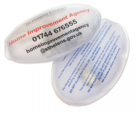 Promotional Oval Heat Pack in clear with 3 colour print