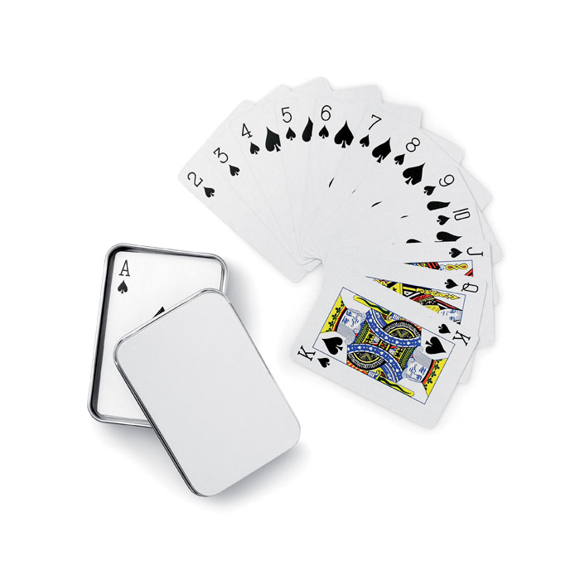 Classic Playing Cards in a silver tin box