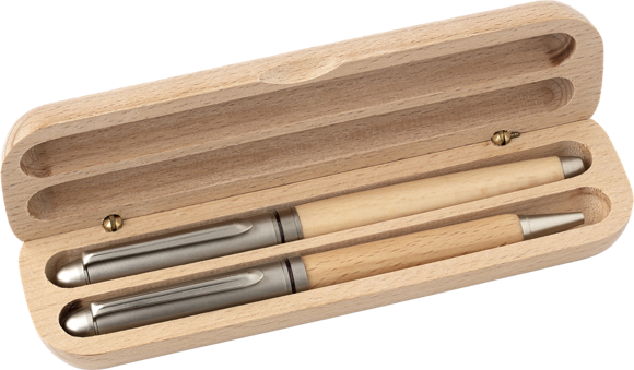 Beech wood writing set