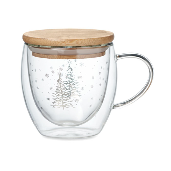 Picture of Christmas Tree Designed Double Wall Borosilicate Mug