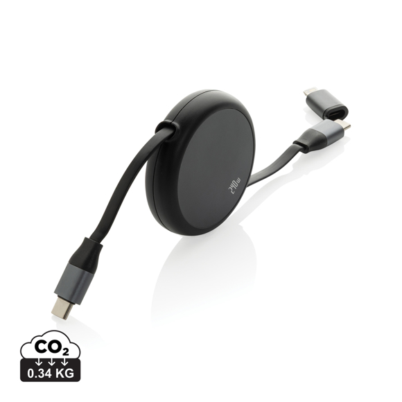 Picture of Terra RCS recycled aluminium retractable 240W 2-in-1 cable