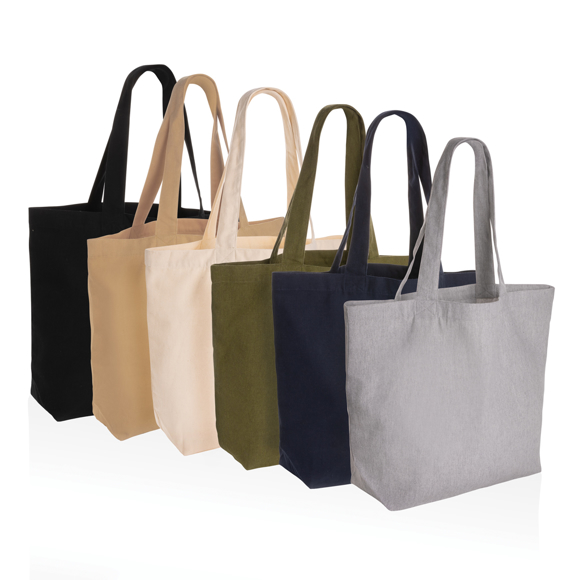 Picture of Impact Aware™ 240 gsm recycled canvas shopper w/pocket undyed.