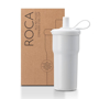 Picture of Roca 600ml recycled insulated stainless steel cup with straw